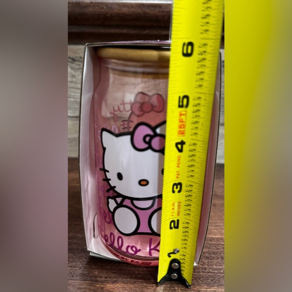 Hello Kitty Glass Tumbler With Bamboo Lid And Glass Straw - NEW - Picture 6 of 7